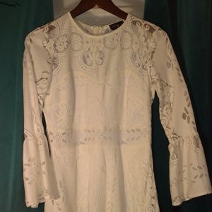 TOPSHOP Lace Bell Sleeve Dress